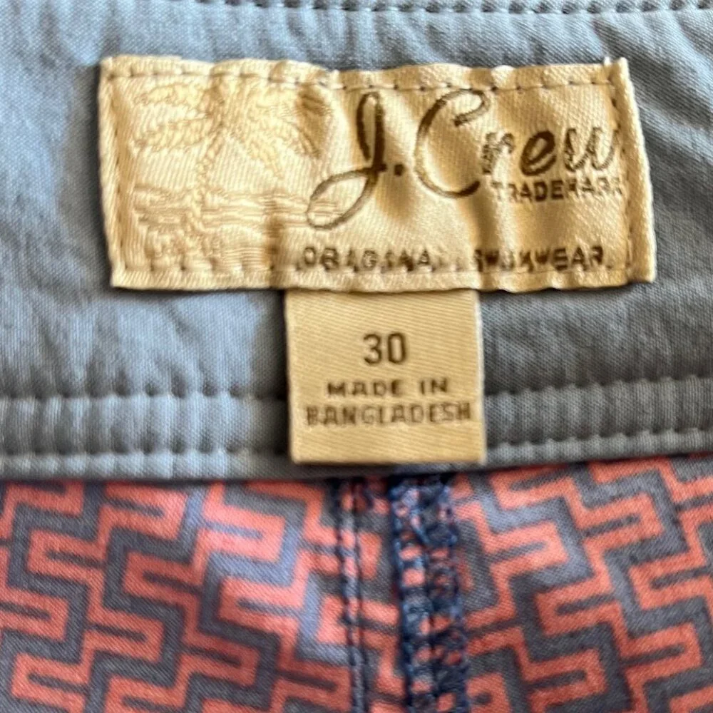 J Crew Board Shorts Men Sz‎ 30 Blue The Original Swimwear Geometric Pattern